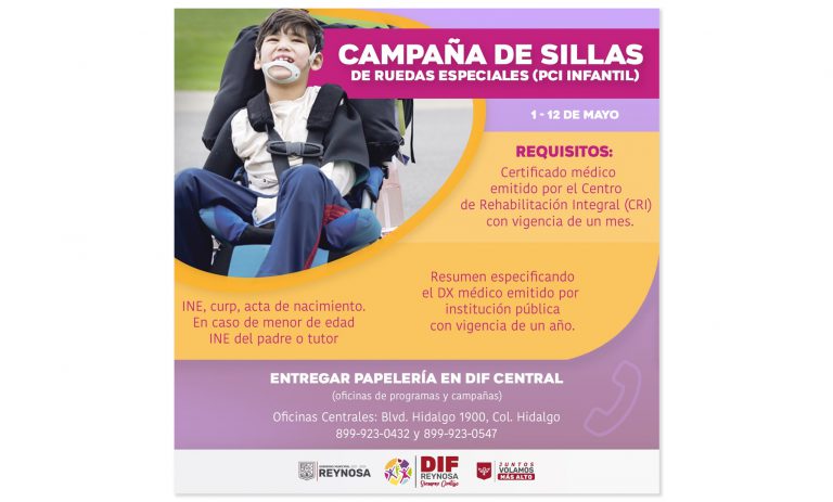 Inicia DIF Reynosa registro para Campaña de Sillas de Ruedas Especiales