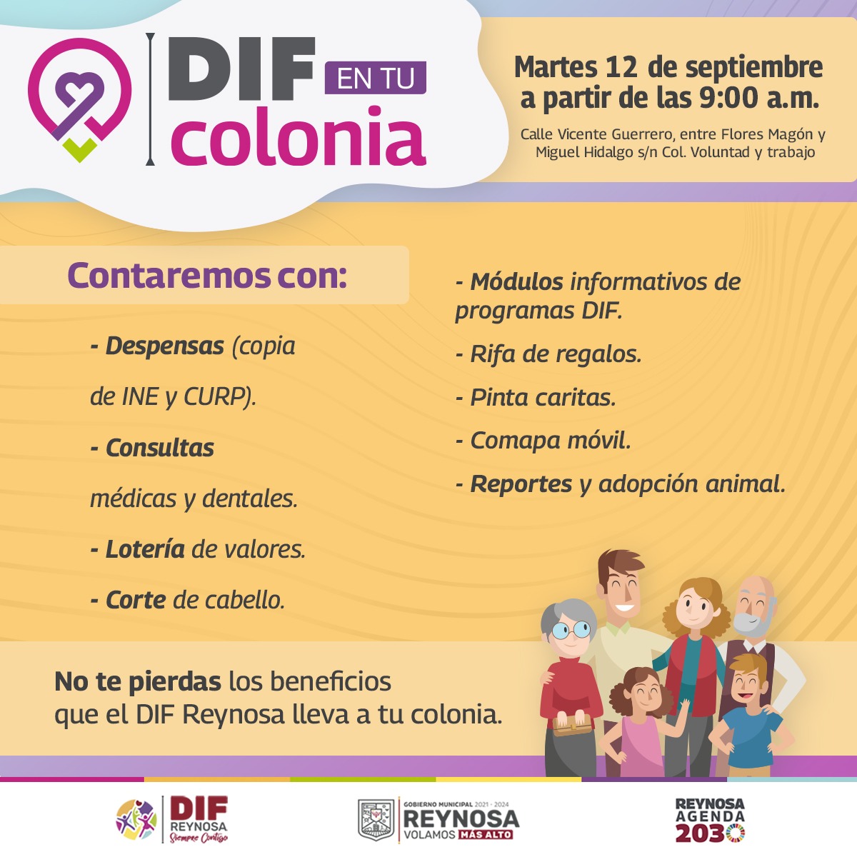 Atenderán Ayuntamiento y DIF Reynosa a familias de la colonia Voluntad y Trabajo