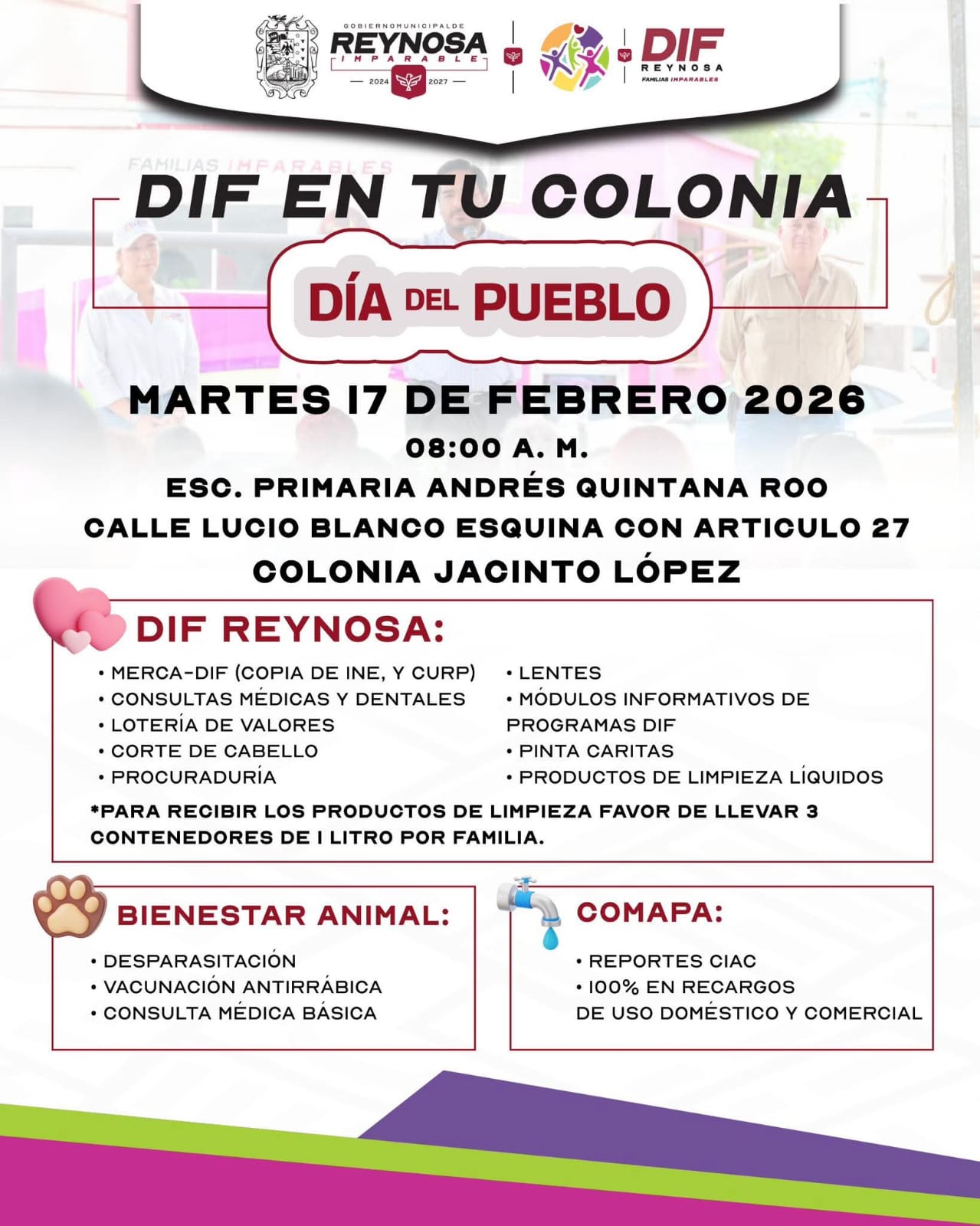 Invita DIF-Reynosa a brigada en la colonia Jacinto López